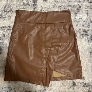 SHEIN Tan Faux Leather Skirt